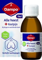 Dampo 3 in 1 Alle Hoest + Keelpijn - Bij droge en vastzittende hoest - Bij keelpijn - Verlicht de luchtwegen - Hoestdrank - Medisch hulpmiddel - 150 ml