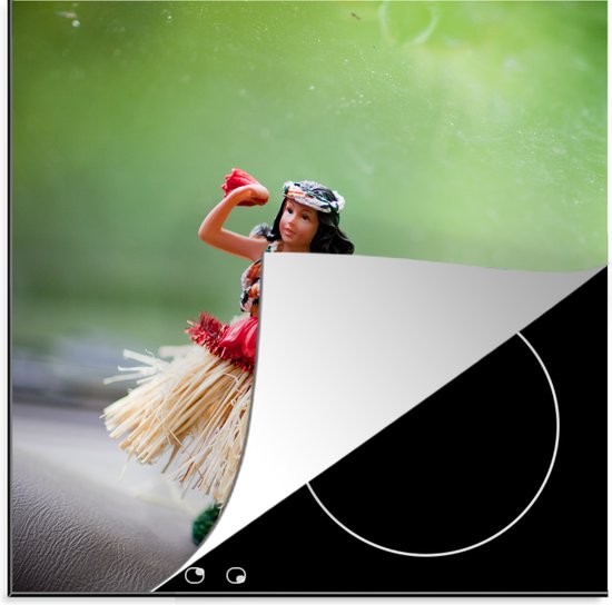 KitchenYeah® Inductie beschermer 78x78 cm - Hula danseres op dashboard - Kookplaataccessoires - Afdekplaat voor kookplaat - Inductiebeschermer - Inductiemat - Inductieplaat mat