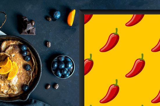 KitchenYeah® Inductie beschermer 78x78 cm - Patroon van hete pepers - Kookplaataccessoires - Afdekplaat voor kookplaat - Inductiebeschermer - Inductiemat - Inductieplaat mat