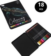 Craft Sensations® 18 professionele kleurpotloden in luxe bewaarblik - Top kwaliteit met fijne punt - zachte textuur - perfecte kleurafgifte
