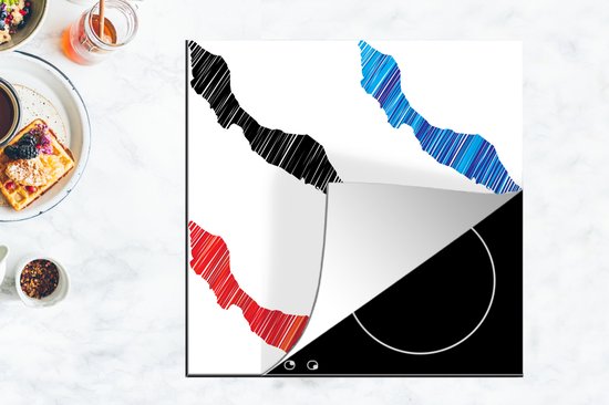 KitchenYeah® Inductie beschermer 78x78 cm - Vier gekleurde illustraties van Curaçao - Kookplaataccessoires - Afdekplaat voor kookplaat - Inductiebeschermer - Inductiemat - Inductieplaat mat