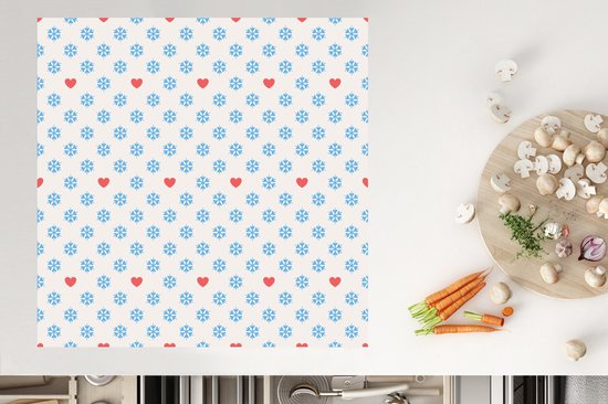 KitchenYeah® Inductie beschermer 78x78 cm - Sneeuwvlok - Hart - Winter - Patronen - Kookplaataccessoires - Afdekplaat voor kookplaat - Inductiebeschermer - Inductiemat - Inductieplaat mat