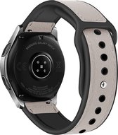 Strap-it smartwatch bandje leer - leren siliconen hybrid bandje geschikt voor Huawei Watch GT 2 42mm / GT 3 42mm / GT 3 Pro 43mm - Polar Ignite / Ignite 2 / 3 / Unite / Pacer - Amazfit GTS 1-2-3-4 / Bip / GTR 42mm - wit