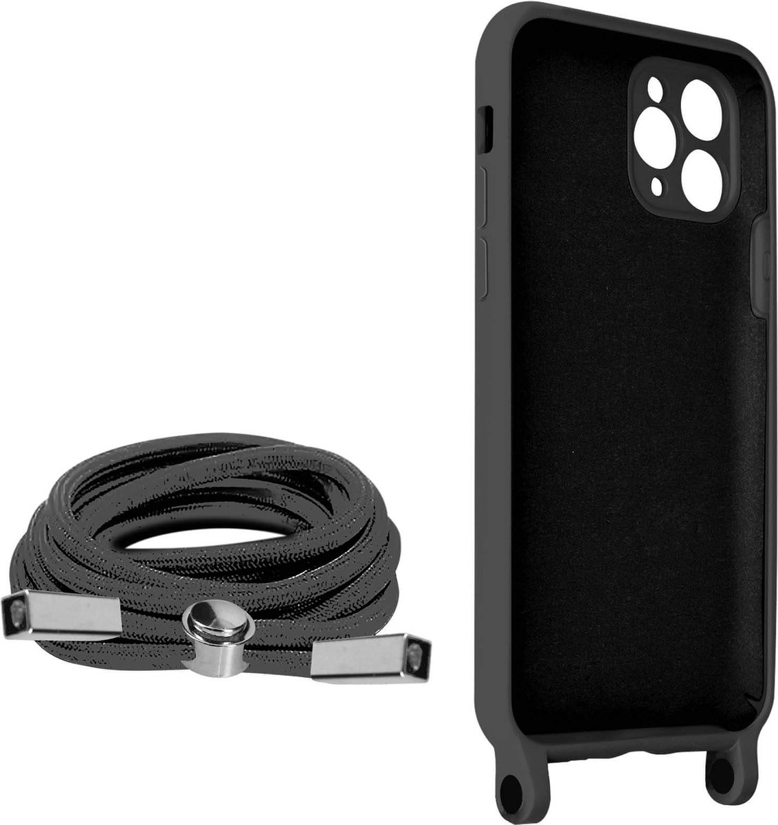 Geschikt voor Apple iPhone 11 Pro Max Koord Hoesje Semi-rigide Nekkoord 80cm Zwart