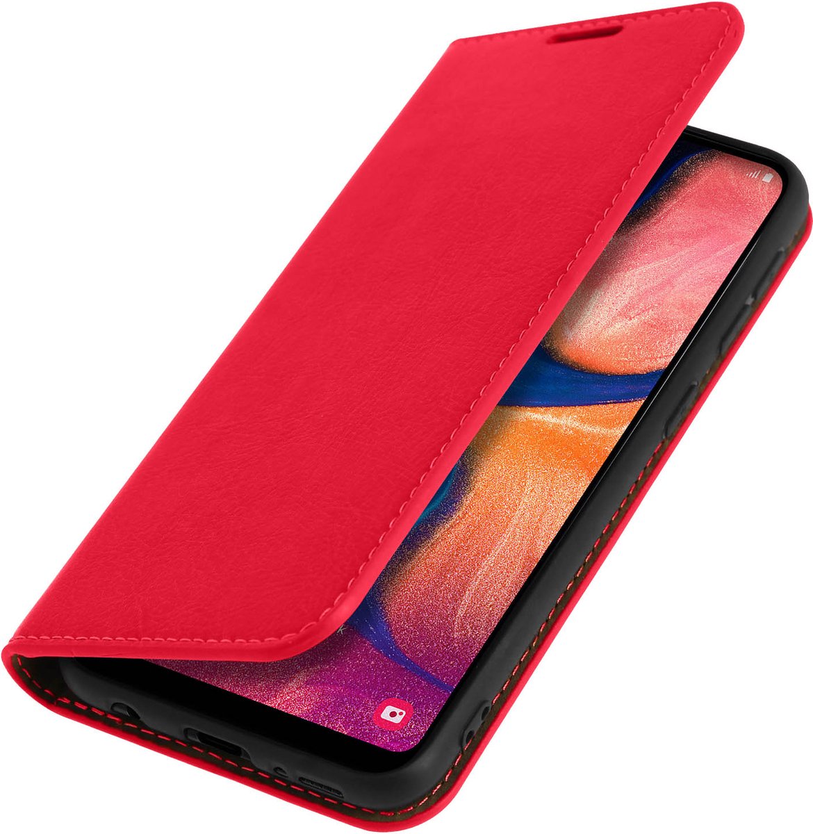 Leren Foliocase Geschikt voor Samsung Galaxy A20e Kaarthouder Standfunctie - Rood