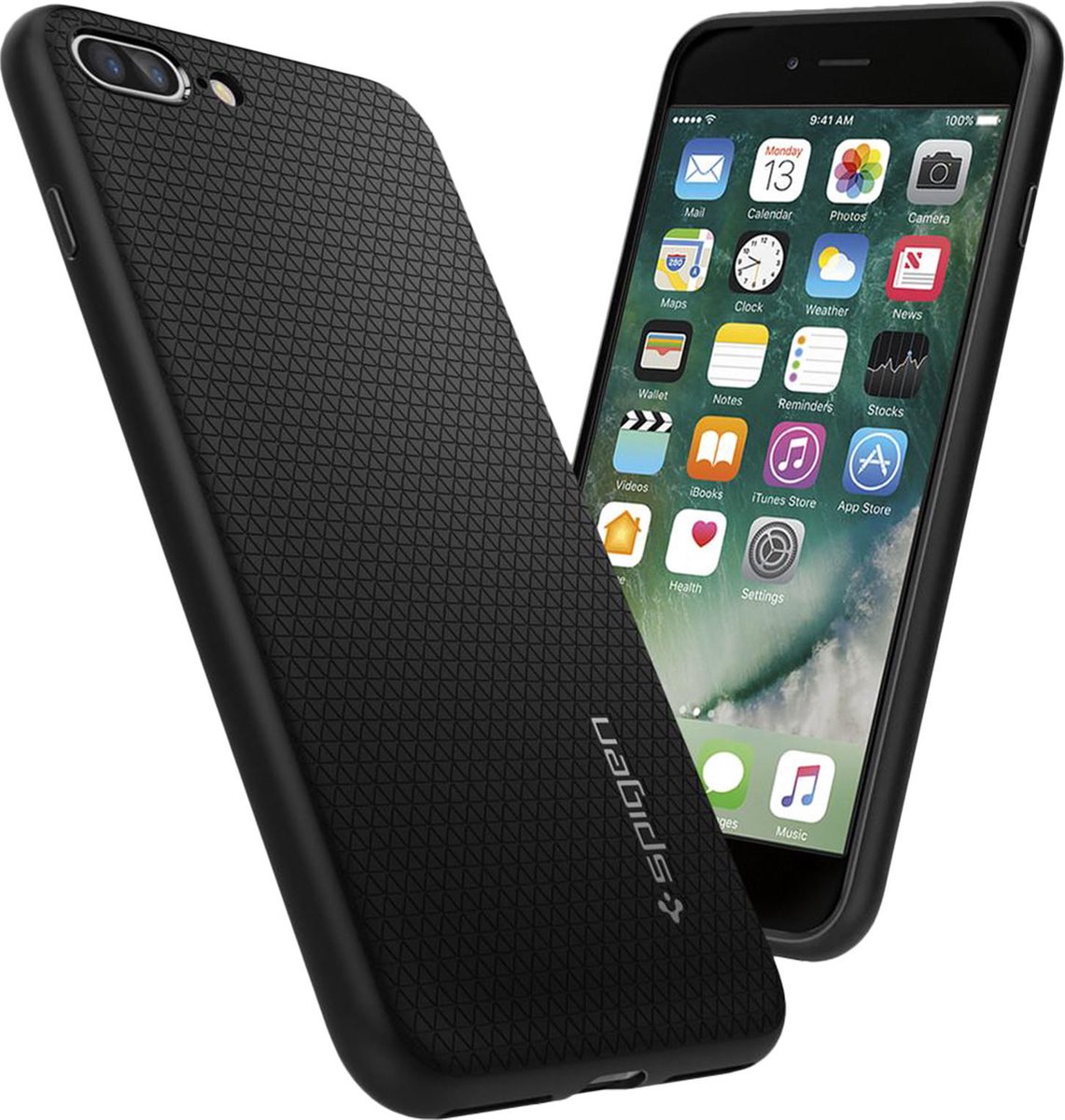 Spigen Liquid Air hoesje stevig iPhone 7 Plus 8 Plus - Zwart
