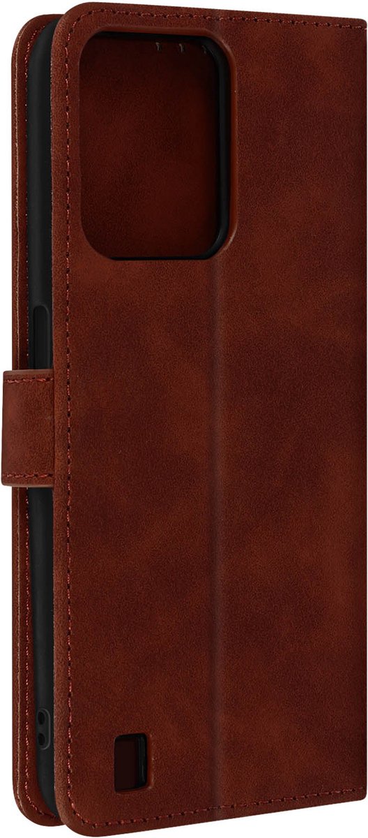 Geschikt voor Realme C31 Foliohoesje Video-ondersteuning Mat Soft Touch Effect bruin
