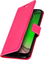 Geschikt voor Motorola Moto G7/G7 Plus Wallet Case Kaarthouder roze
