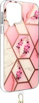 Geschikt voor Samsung Galaxy A22/M32/M22 Geometrisch koord Hoesje Siliconengel roze