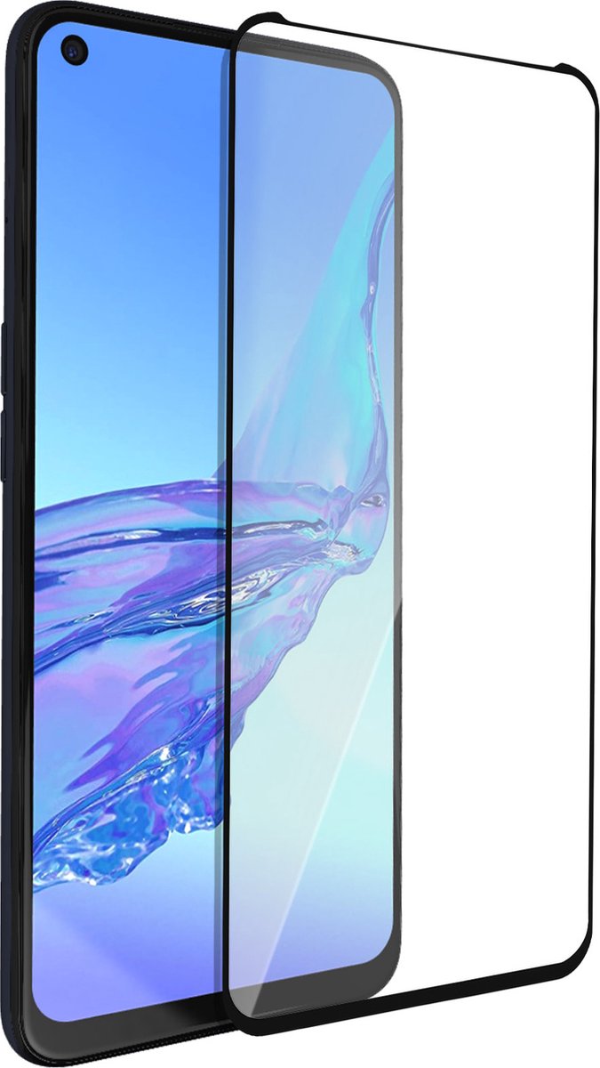 Geschikt voor Oppo A53/A53s gehard glas 9H volledige hechting afgeschuinde rand zwart