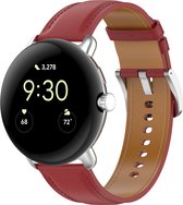 Bandje Voor Google Pixel Watch Leren Band - Rood - One Size - Horlogebandje, Armband