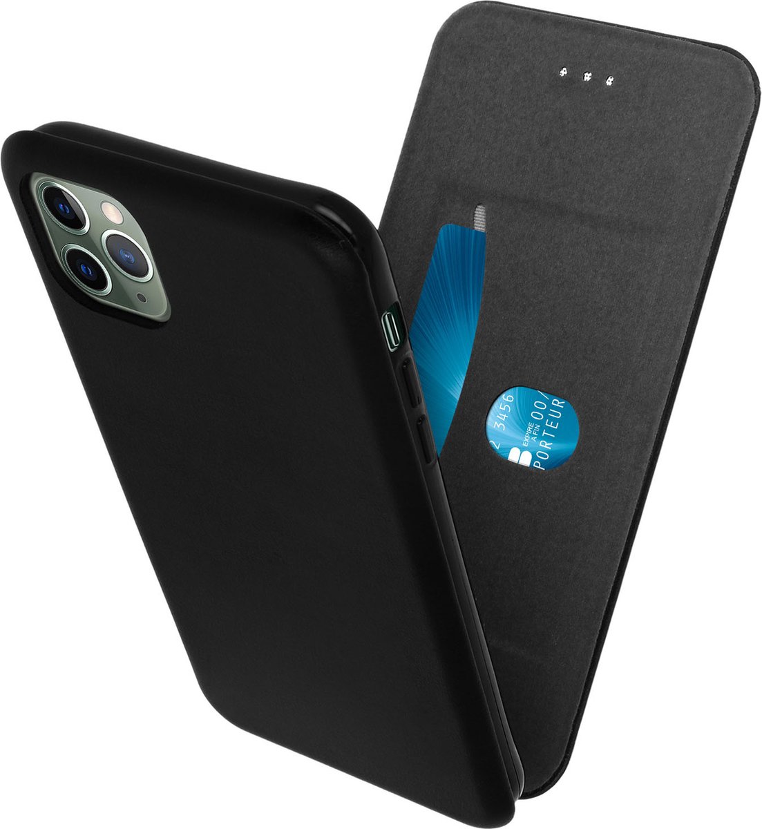 Avizar Étui pour Geschikt voor Apple iPhone 11 Pro Housse Clapet vertical Porte-carte, Zwart