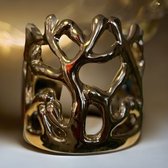 Seta Fiori - Opengewerkte PTMD pot goud - windlicht - 14cm