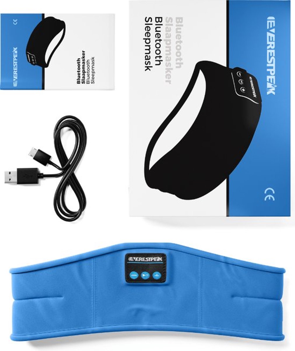 EverestPeak® Bluetooth Slaapmasker - Slaaptrainer - Met 3 in 1 Koptelefoon - 25x10CM- Blauw — afbeelding 6