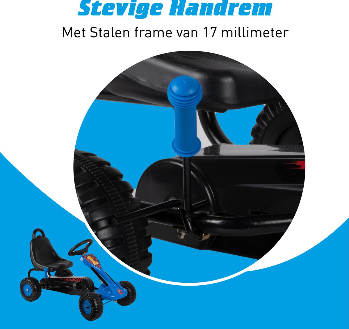 Eddy Toys Skelter - Go Kart met Handrem voor max. 35 KG - Speelgoed Buiten - Speelgoed 3 Jaar - Blauw — afbeelding 4