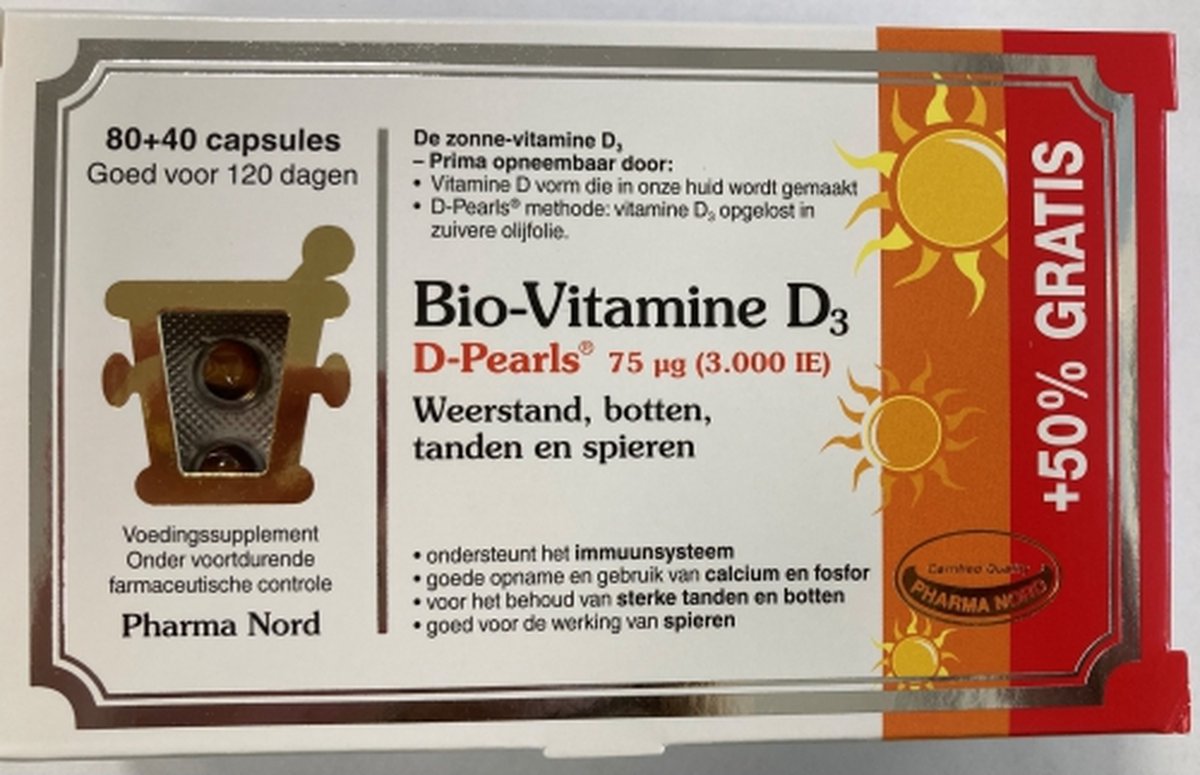 Pharma Nord - Bio vitamine D3 75 mcg - 50% Gratis - 80 + 40 Capsules