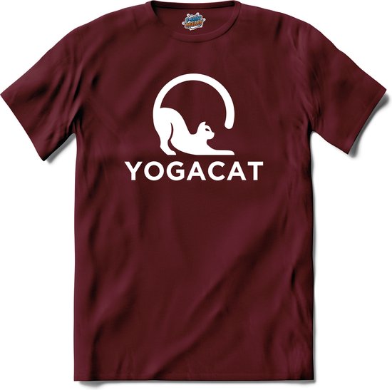 Yoga Cat | Katten - Kat - Cats - T-Shirt - Unisex - Burgundy - Maat S