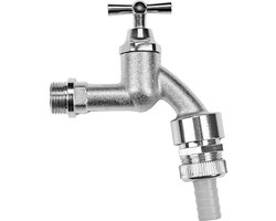 Cornat Uitloopkraan - 1/2 inch AG - Incl. Tuit - Voor het aansluiten van was- en vaatwasser - Met terugslagklep en buisbeluchter - Hoogwaardig keramisch bovendeel / kraan
