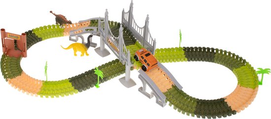 Allerion Dino Race Track – 228 pièces – Dinosaures et Voitures – Avec de  nombreux