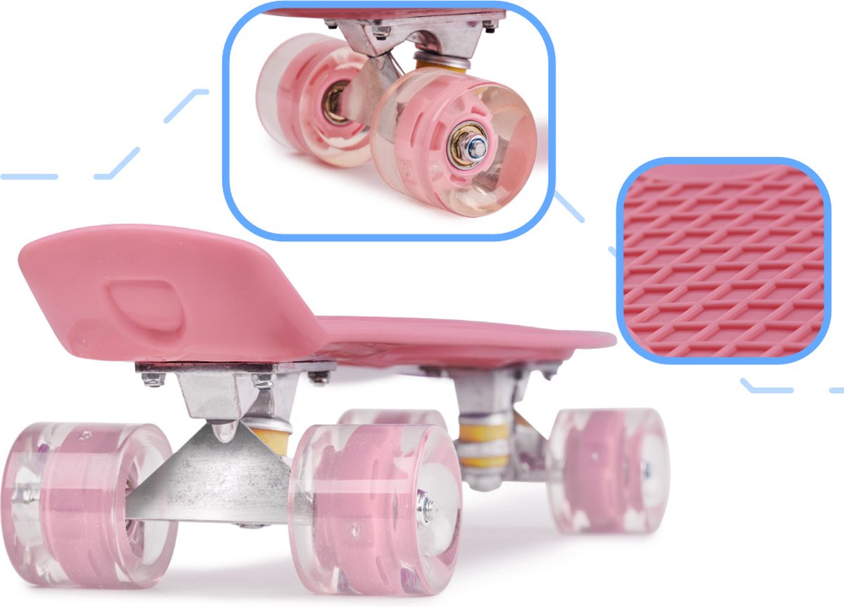 Skateboard voor kinderen - LED Wielen - Jongens en Meisjes - roze - 22.5 inch - 56cm