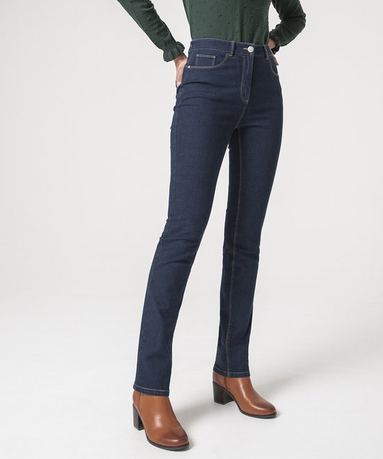 Damart - 5-pocketjeans "platte buik" Perfect Fit by Damart® Hoge taille, slim fit - Dames - Blauw - 52