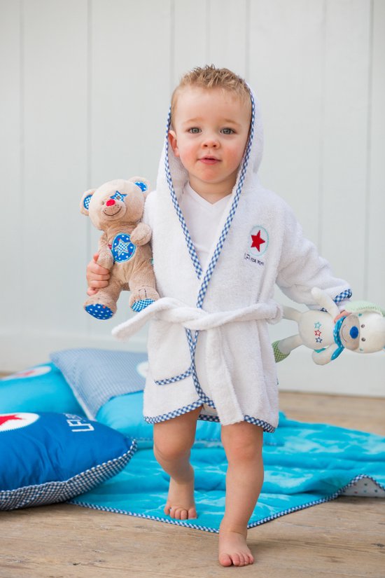 Baby badjas Lief! Katoenen babybadjas met capuchon - kraamcadeau - 1-2 jaar - Wit - jongens van Merkloos — afbeelding 4