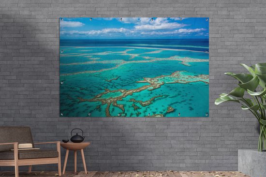 Affiche jardin Australie - Tirage photo Grande Barrière de Reef 180x120 cm - Toile Jardin/Toile d'extérieur/ Peintures pour l'extérieur (décoration de jardin) XXL / Groot format !