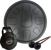 LIDAH® Steel Tongue Drum - AkeBono Zephyr Series - Handpan - 36 cm - voor Kinderen en Volwassenen - Lotus Yoga Klankschaal - Black
