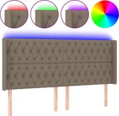 vidaXL-Tête de lit- LED-183x16x118/128-cm-tissu-taupe