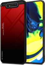 Cadorabo Hoesje geschikt voor Samsung Galaxy A80 / A90 4G in ROOD - ZWART - Tweekleurige beschermhoes van TPU-silicone Case Cover en achterzijde van gehard glas
