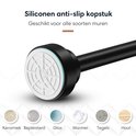 Detail van een siliconen anti-slip kopstuk voor gordijnroede, geschikt voor diverse muursoorten.