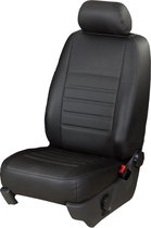 Pasvorm stoelhoezen set (stoel en stoel) Citroen Berlingo / Peugeot Partner/Rifter / Opel Combo / Toyota Proace City 2018 t/m heden (bijrijdersstoel met geintegreerde hoofdsteun) - Kunst leer zwart