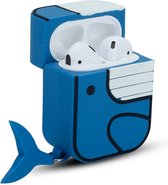 Cadorabo Hoesje voor Apple AirPod 1 & 2 - Design Blue Whale - Draagbaar Silicone hoofdtelefoon beschermend geval 3D geval sleutelhanger