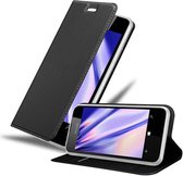Cadorabo Hoesje voor Nokia Lumia 550 in CLASSY ZWART - Beschermhoes met magnetische sluiting, standfunctie en kaartvakje Book Case Cover Etui