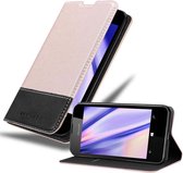 Cadorabo Hoesje geschikt voor Nokia Lumia 550 in ROSE GOUD ZWART - Beschermhoes met magnetische sluiting, standfunctie en kaartvakje Book Case Cover Etui