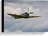 WallClassics - Toile - Avion Grijs avec ailes jaunes - 40x30 cm Photo sur toile (Décoration murale sur toile)
