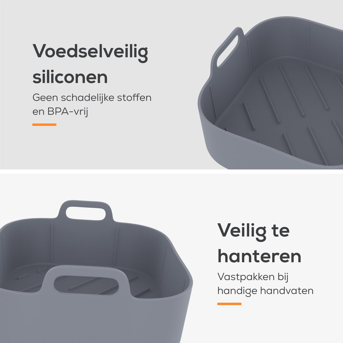KitchenLove Airfryer Bakjes Siliconen XL - 2 Stuks - Vierkant Mandje - Bakpapier Alternatief - Accessoires - BPA Vrij - 20CM — afbeelding 3