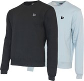 2 Pack Donnay - Fleece sweater ronde hals - Dean - Heren - Maat L - Black & Light blue (492)