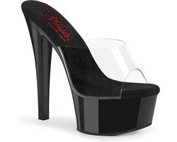 Pleaser - GLEAM601 Muiltjes met hak - US 11 - 41 Shoes - Zwart/Zwart
