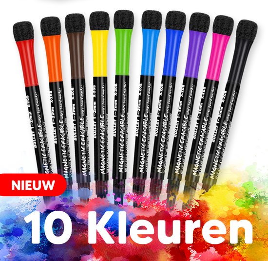 Foto: Bablue whiteboard stiften whiteboard marker 10 stuks verschillende kleuren magnetische markers set stift magnetisch en gekleurd stiften kinderen stiften voor volwassenen met wisser