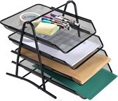 AGPtek Organisateur de bac à lettres à 4 tiroirs, treillis métallique, bac à lettres pour document de bureau pour la maison et le bureau - Noir