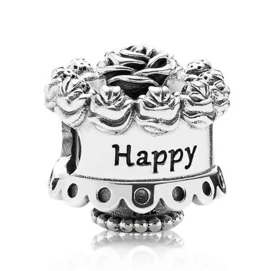 Anniversaire de mariage avec breloque en argent | Charm Gâteau  D'anniversaire Happy... | bol