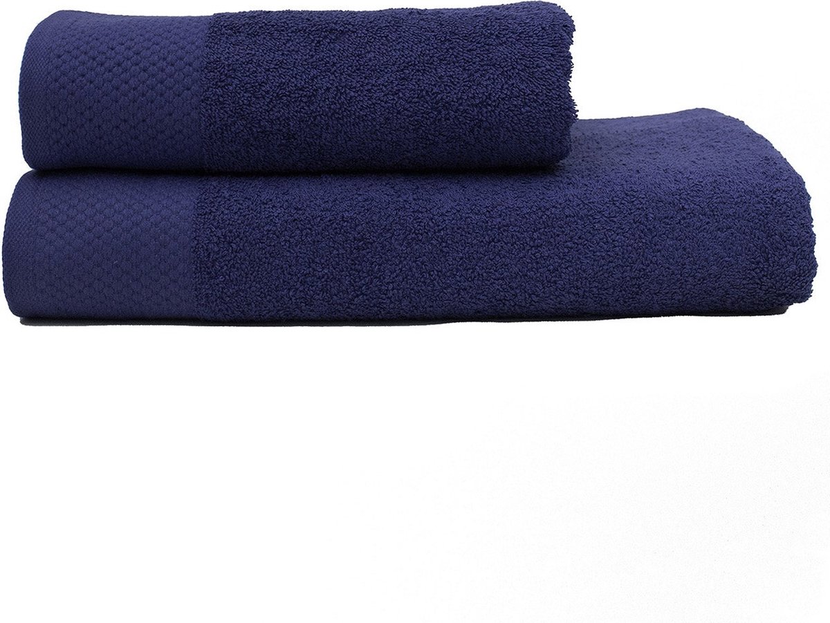 Dekjebed – Handdoeken Set -100% Katoen - Snel Droog, Zeer Absorberende Handdoeken voor de Badkamer - 1 Badhanddoeken, 1 Handdoeken - Wabe Navy Hotel Handdoek Katoen