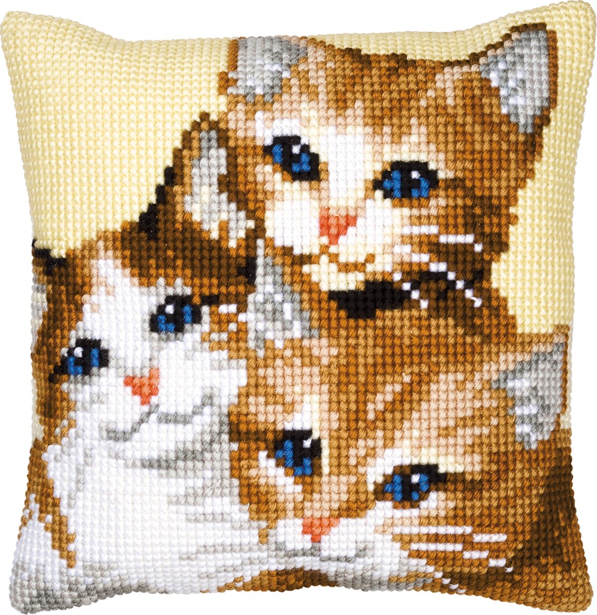 Vervaco - Kruissteekkussen kit - 3 Katjes - PN-0008506 - Borduren - Borduurpakket - Borduurpakket volwassenen - Borduurpakket kind