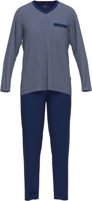 Gotzburg heren pyjama V-hals - donkerblauw mini dessin - Maat: 3XL
