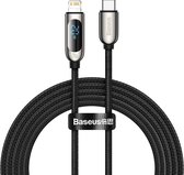 Baseus USB-C Kabel Naar Lightning Voor iPhone / iPad Met Display - 20W 2 Meter - Zwart