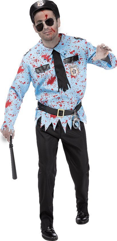 FUNIDELIA Zombie Politieagent Kostuum Voor voor mannen - Maat: - Blauw
