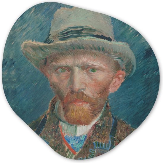 Organische Wanddecoratie - Kunststof Muurdecoratie- Organisch Schilderij - Zelfportret 1887 - Schilderij van Vincent van Gogh- 60x60 cm - Organische spiegel vorm op kunststof