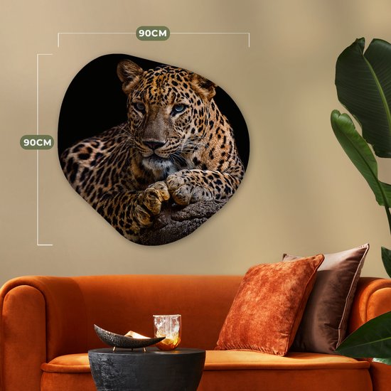 Décoration murale bio - Décoration murale en plastique - Tableau bio - Animaux sauvages - Panthère - Portrait - Zwart - Animaux- 90x90 cm - Forme miroir bio sur plastique