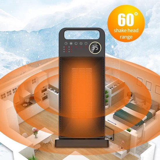 SALE !! Elektrische Kachel Pro (YND-2000) - Ventilatorkachel -Incl. afstandsbediening- Elektrische Straalkachel - Energie Besparen - 3 Standen - 2000/1400/8W - LED Indicatie - Roterend - Zwart